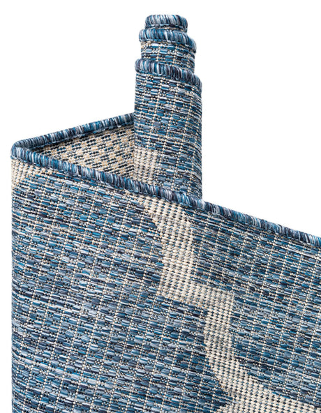 Navy Blue 7' 10 x 7' 10 Outdoor Trellis Octagon Area Rug Weather Resistant for Patio, Deck, Terrace, Balcony, Porch Geometric Design Water Safe Outside Carpet for Sale at Rug Engine