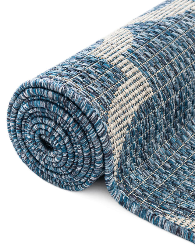 Navy Blue 7' 10 x 7' 10 Outdoor Trellis Octagon Area Rug Weather Resistant for Patio, Deck, Terrace, Balcony, Porch Geometric Design Water Safe Outside Carpet for Sale at Rug Engine