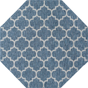 Navy Blue 7' 10 x 7' 10 Outdoor Trellis Octagon Area Rug Weather Resistant for Patio, Deck, Terrace, Balcony, Porch Geometric Design Water Safe Outside Carpet for Sale at Rug Engine