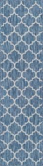Navy Blue 2' x 8' Outdoor Trellis Runner Area Rug Weather Resistant for Patio, Deck, Terrace, Balcony, Porch Geometric Design Water Safe Outside Carpet for Sale at Rug Engine
