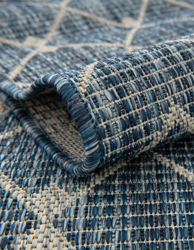 Blue 5' 3 x 5' 3 Outdoor Trellis Octagon Area Rug Weather Resistant for Patio, Deck, Terrace, Balcony, Porch Geometric Design Water Safe Outside Carpet for Sale at Rug Engine
