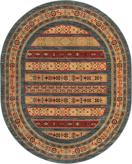 Blue 8' x 10' Fars Oval Area Rug 100% Polypropylene Unique Traditional Carpet for Classical Living, Dining Room & Office Spaces for Sale at Rug Engine