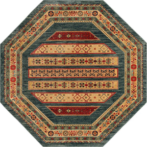 Blue 7' 1 x 7' 1 Fars Octagon Area Rug 100% Polypropylene Unique Traditional Carpet for Classical Living, Dining Room & Office Spaces for Sale at Rug Engine