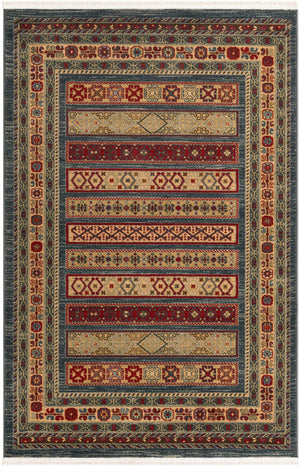 Blue 4' 1 x 6' 1 Fars Rectangle Area Rug 100% Polypropylene Unique Traditional Carpet for Classical Living, Dining Room & Office Spaces for Sale at Rug Engine