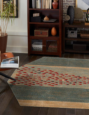 Blue 7' 1 x 7' 1 Fars Octagon Area Rug 100% Polypropylene Unique Traditional Carpet for Classical Living, Dining Room & Office Spaces for Sale at Rug Engine