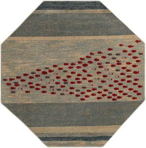 Blue 7' 1 x 7' 1 Fars Octagon Area Rug 100% Polypropylene Unique Traditional Carpet for Classical Living, Dining Room & Office Spaces for Sale at Rug Engine