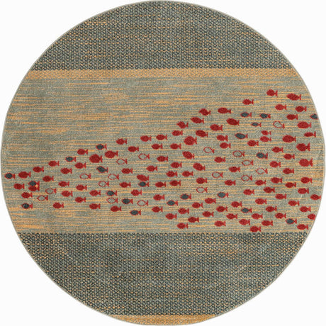 Blue 5' 1 x 5' 1 Fars Round Area Rug 100% Polypropylene Unique Traditional Carpet for Classical Living, Dining Room & Office Spaces for Sale at Rug Engine