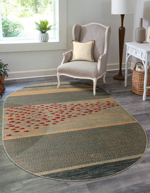 Blue 8' x 10' Fars Oval Area Rug 100% Polypropylene Unique Traditional Carpet for Classical Living, Dining Room & Office Spaces for Sale at Rug Engine