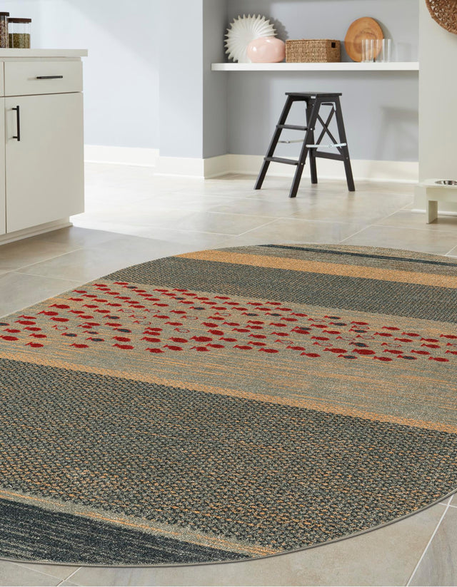 Blue 8' x 10' Fars Oval Area Rug 100% Polypropylene Unique Traditional Carpet for Classical Living, Dining Room & Office Spaces for Sale at Rug Engine