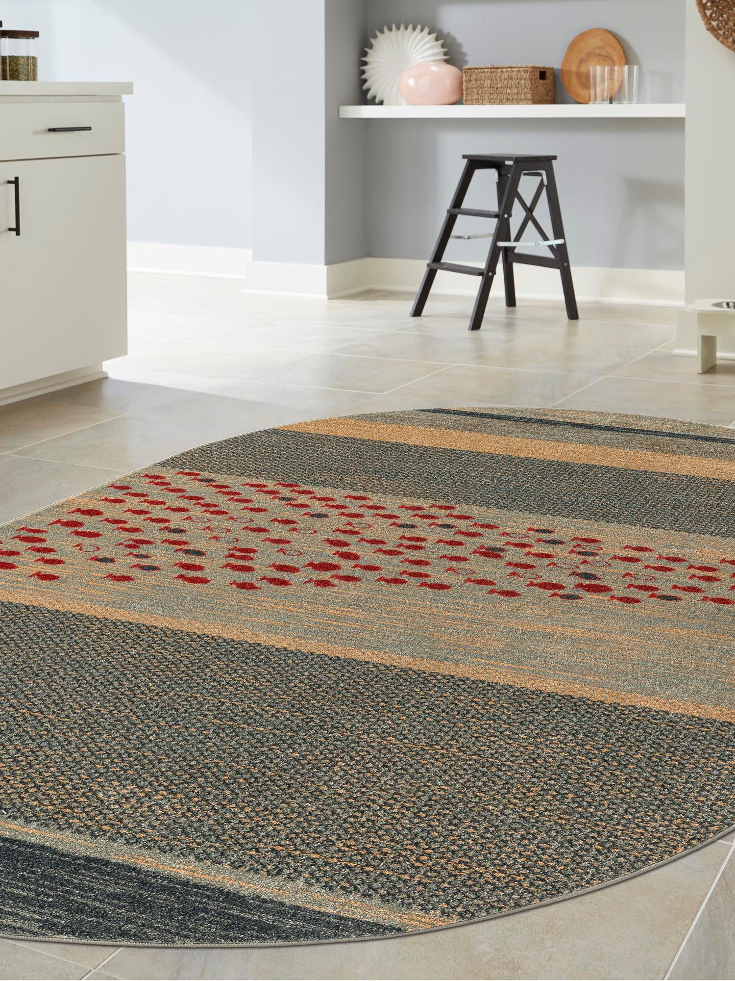 Blue 4' 1 x 6' 1 Fars Oval Area Rug 100% Polypropylene Unique Traditional Carpet for Classical Living, Dining Room & Office Spaces for Sale at Rug Engine