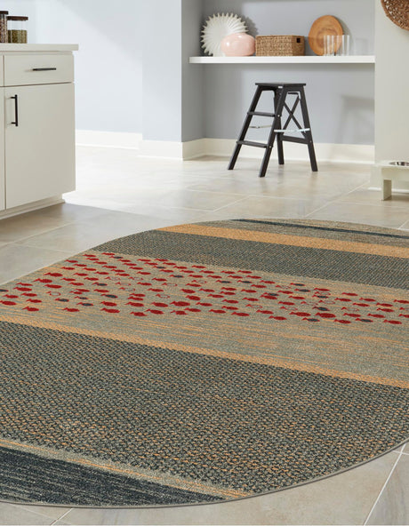 Blue 5' 1 x 8' Fars Oval Area Rug 100% Polypropylene Unique Traditional Carpet for Classical Living, Dining Room & Office Spaces for Sale at Rug Engine