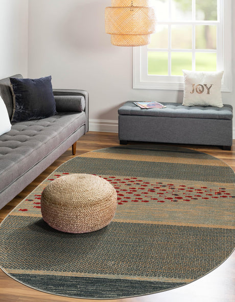 Blue 8' x 10' Fars Oval Area Rug 100% Polypropylene Unique Traditional Carpet for Classical Living, Dining Room & Office Spaces for Sale at Rug Engine