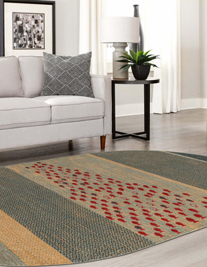 Blue 8' x 10' Fars Oval Area Rug 100% Polypropylene Unique Traditional Carpet for Classical Living, Dining Room & Office Spaces for Sale at Rug Engine