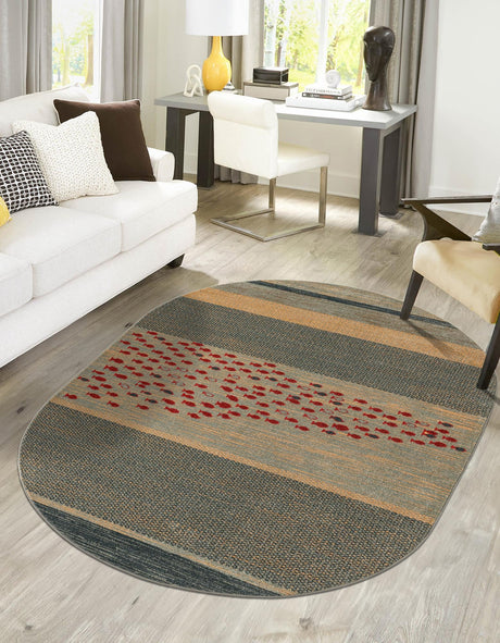Blue 4' 1 x 6' 1 Fars Oval Area Rug 100% Polypropylene Unique Traditional Carpet for Classical Living, Dining Room & Office Spaces for Sale at Rug Engine