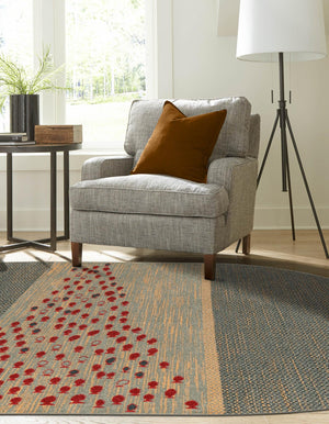 Blue 4' 1 x 6' 1 Fars Oval Area Rug 100% Polypropylene Unique Traditional Carpet for Classical Living, Dining Room & Office Spaces for Sale at Rug Engine