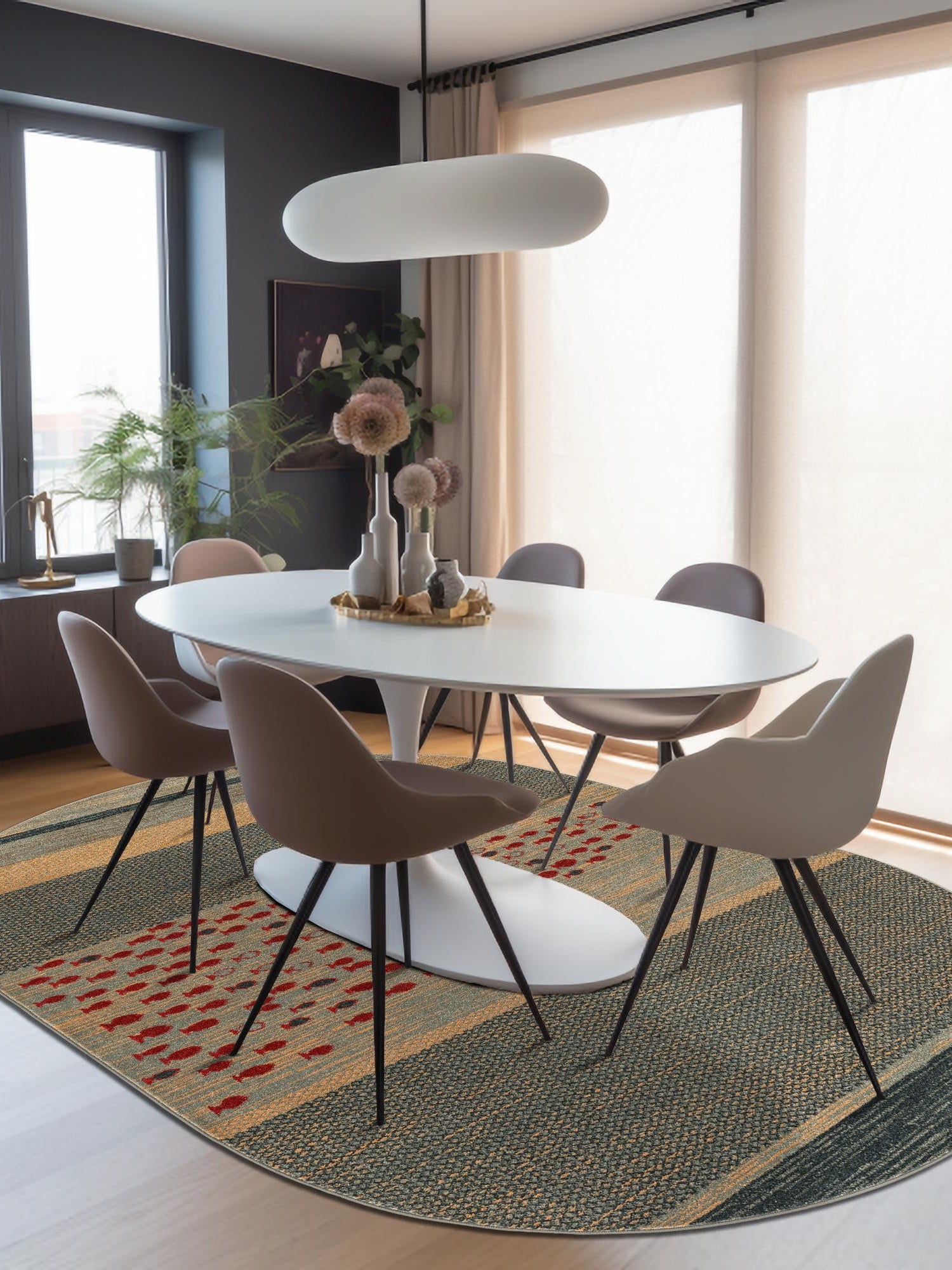 Blue 5' 1 x 8' Fars Oval Area Rug 100% Polypropylene Unique Traditional Carpet for Classical Living, Dining Room & Office Spaces for Sale at Rug Engine