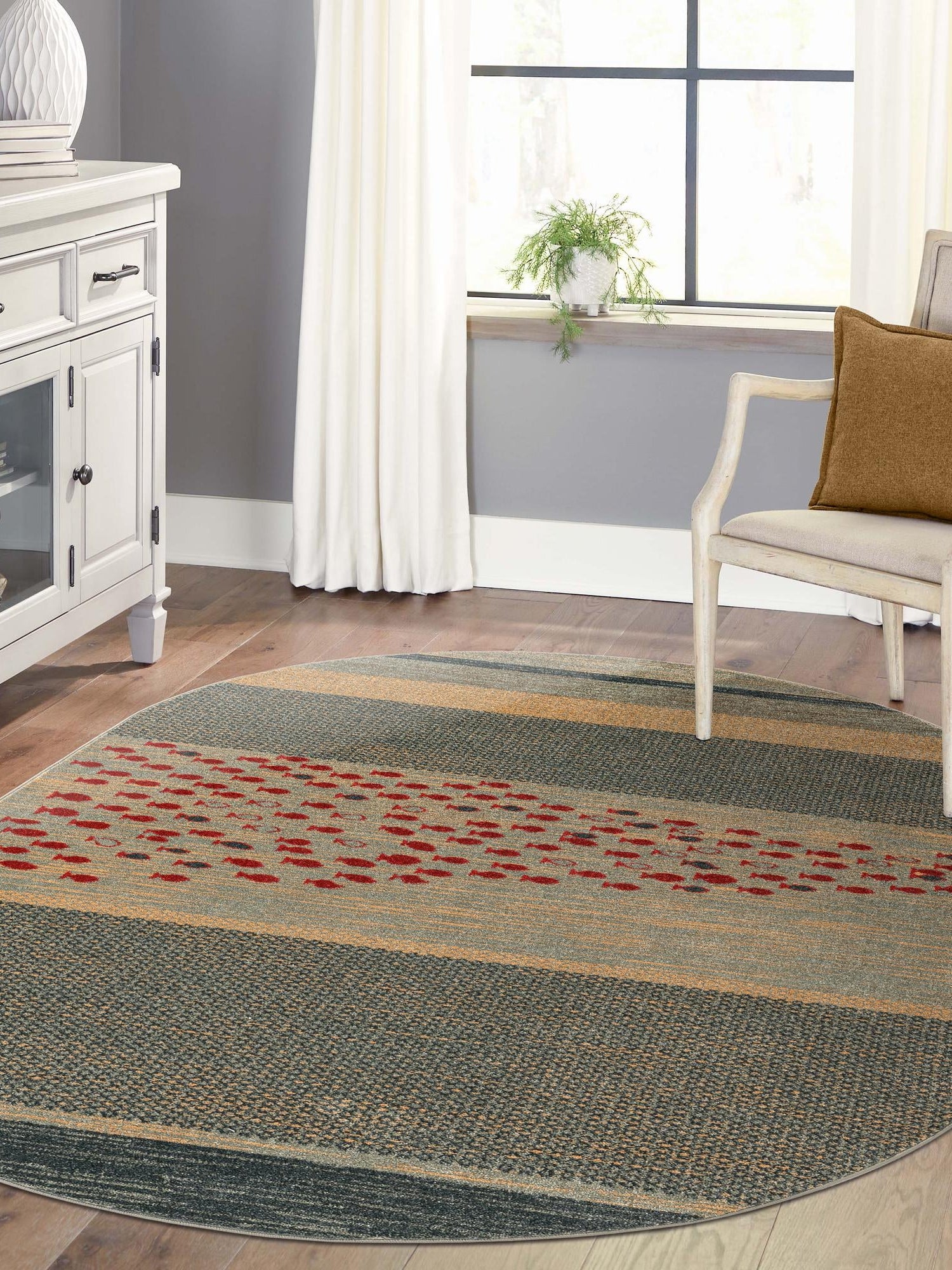 Blue 5' 1 x 8' Fars Oval Area Rug 100% Polypropylene Unique Traditional Carpet for Classical Living, Dining Room & Office Spaces for Sale at Rug Engine