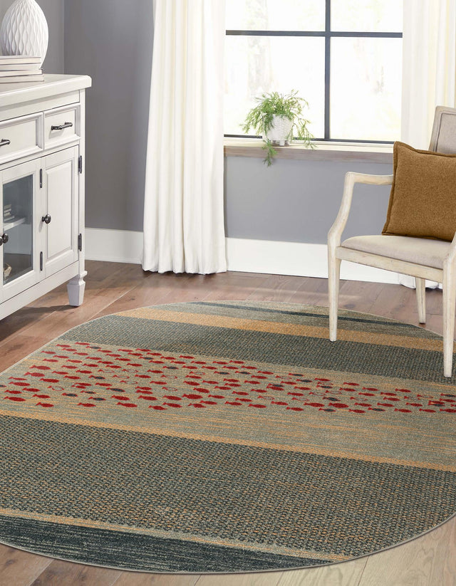 Blue 5' 1 x 8' Fars Oval Area Rug 100% Polypropylene Unique Traditional Carpet for Classical Living, Dining Room & Office Spaces for Sale at Rug Engine