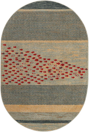 Blue 4' 1 x 6' 1 Fars Oval Area Rug 100% Polypropylene Unique Traditional Carpet for Classical Living, Dining Room & Office Spaces for Sale at Rug Engine