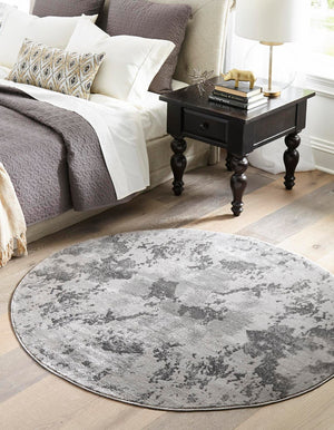 Light Gray 7' 11 x 7' 11 Metro Round Area Rug 100% Polypropylene Abstract Modern Easy Clean Carpet for Living Room, Dining, Bedrooms for Sale at Rug Engine