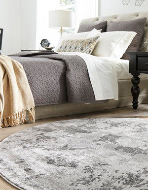 Light Gray 5' x 5' Metro Round Area Rug 100% Polypropylene Abstract Modern Easy Clean Carpet for Living Room, Dining, Bedrooms for Sale at Rug Engine