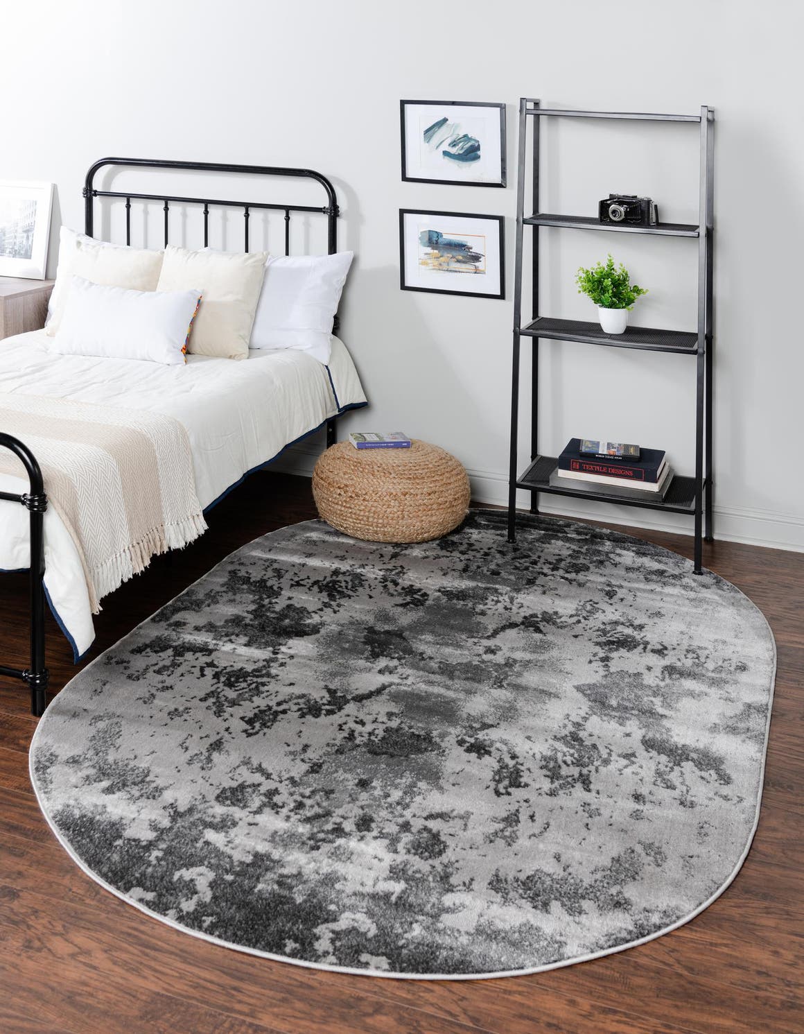 Light Gray 5' x 8' Metro Oval Area Rug 100% Polypropylene Abstract Modern Easy Clean Carpet for Living Room, Dining, Bedrooms for Sale at Rug Engine
