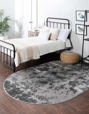 Light Gray 5' x 8' Metro Oval Area Rug 100% Polypropylene Abstract Modern Easy Clean Carpet for Living Room, Dining, Bedrooms for Sale at Rug Engine