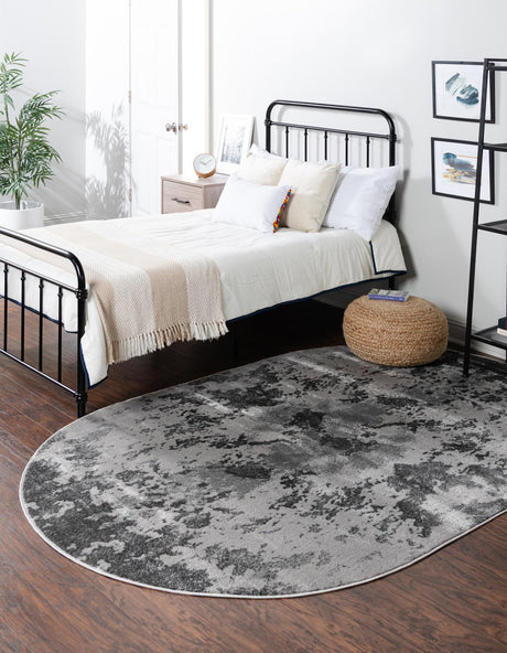 Light Gray 5' x 8' Metro Oval Area Rug 100% Polypropylene Abstract Modern Easy Clean Carpet for Living Room, Dining, Bedrooms for Sale at Rug Engine