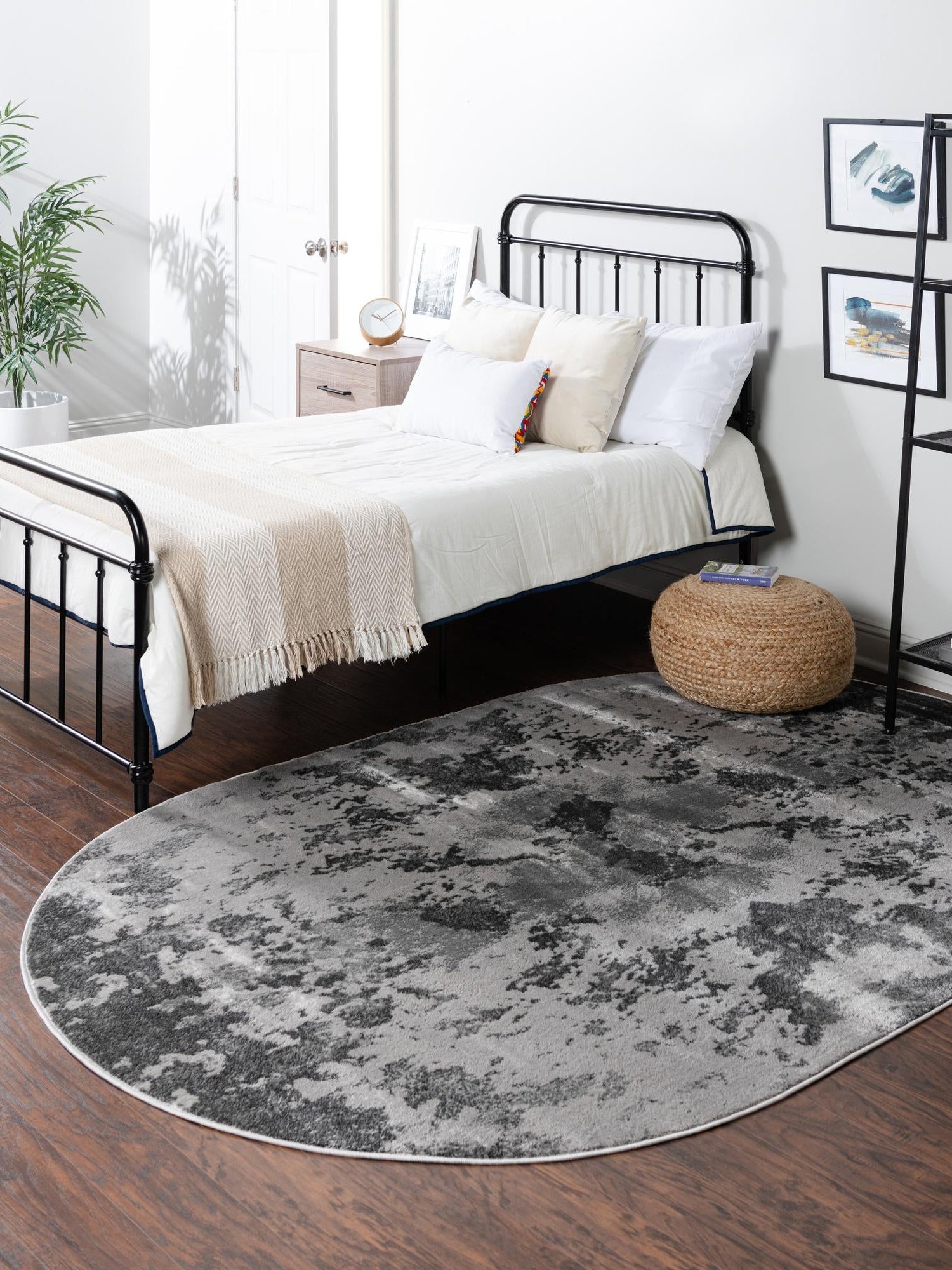Light Gray 4' x 6' Metro Oval Area Rug 100% Polypropylene Abstract Modern Easy Clean Carpet for Living Room, Dining, Bedrooms for Sale at Rug Engine