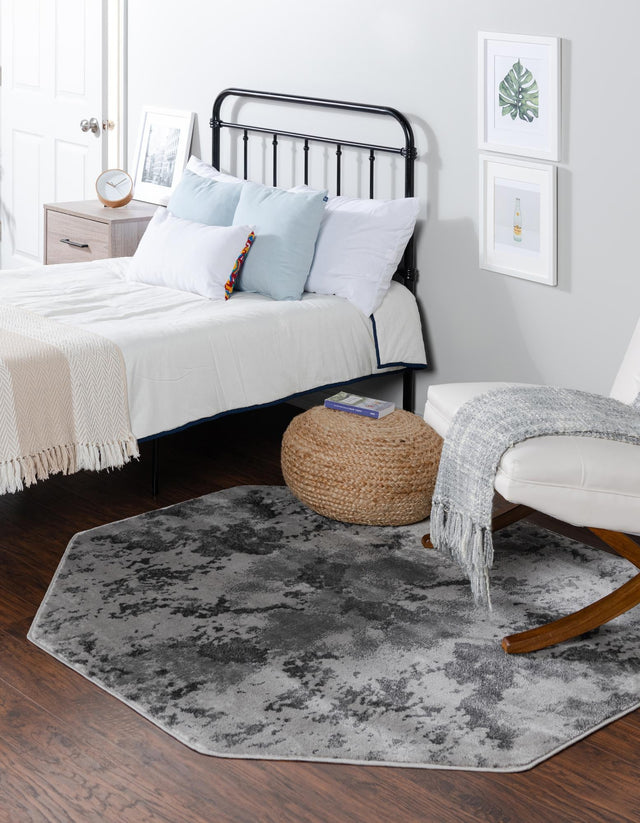 Light Gray 7' 11 x 7' 11 Metro Octagon Area Rug 100% Polypropylene Abstract Modern Easy Clean Carpet for Living Room, Dining, Bedrooms for Sale at Rug Engine
