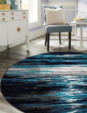 Navy Blue 5' x 5' Metro Round Area Rug 100% Polypropylene Abstract Modern Easy Clean Carpet for Living Room, Dining, Bedrooms for Sale at Rug Engine