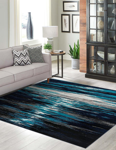 Navy Blue 6' 1 x 6' 1 Metro Square Area Rug 100% Polypropylene Abstract Modern Easy Clean Carpet for Living Room, Dining, Bedrooms for Sale at Rug Engine
