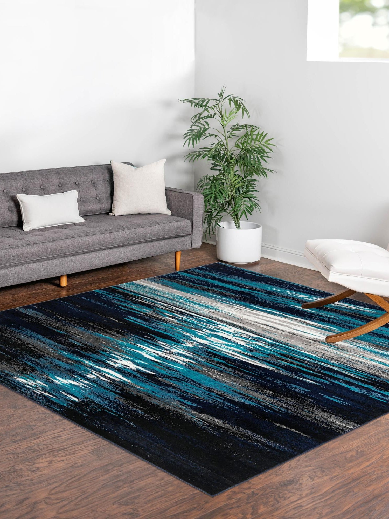 Navy Blue 6' 1 x 6' 1 Metro Square Area Rug 100% Polypropylene Abstract Modern Easy Clean Carpet for Living Room, Dining, Bedrooms for Sale at Rug Engine