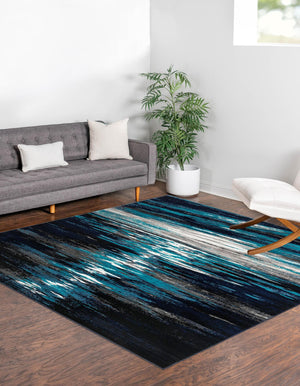 Navy Blue 6' 1 x 6' 1 Metro Square Area Rug 100% Polypropylene Abstract Modern Easy Clean Carpet for Living Room, Dining, Bedrooms for Sale at Rug Engine