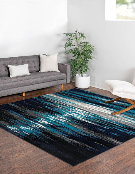 Navy Blue 10' x 10' Metro Square Area Rug 100% Polypropylene Abstract Modern Easy Clean Carpet for Living Room, Dining, Bedrooms for Sale at Rug Engine