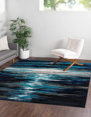 Navy Blue 10' x 10' Metro Square Area Rug 100% Polypropylene Abstract Modern Easy Clean Carpet for Living Room, Dining, Bedrooms for Sale at Rug Engine