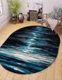 Navy Blue 3' 3 x 5' 3 Metro Oval Area Rug 100% Polypropylene Abstract Modern Easy Clean Carpet for Living Room, Dining, Bedrooms for Sale at Rug Engine