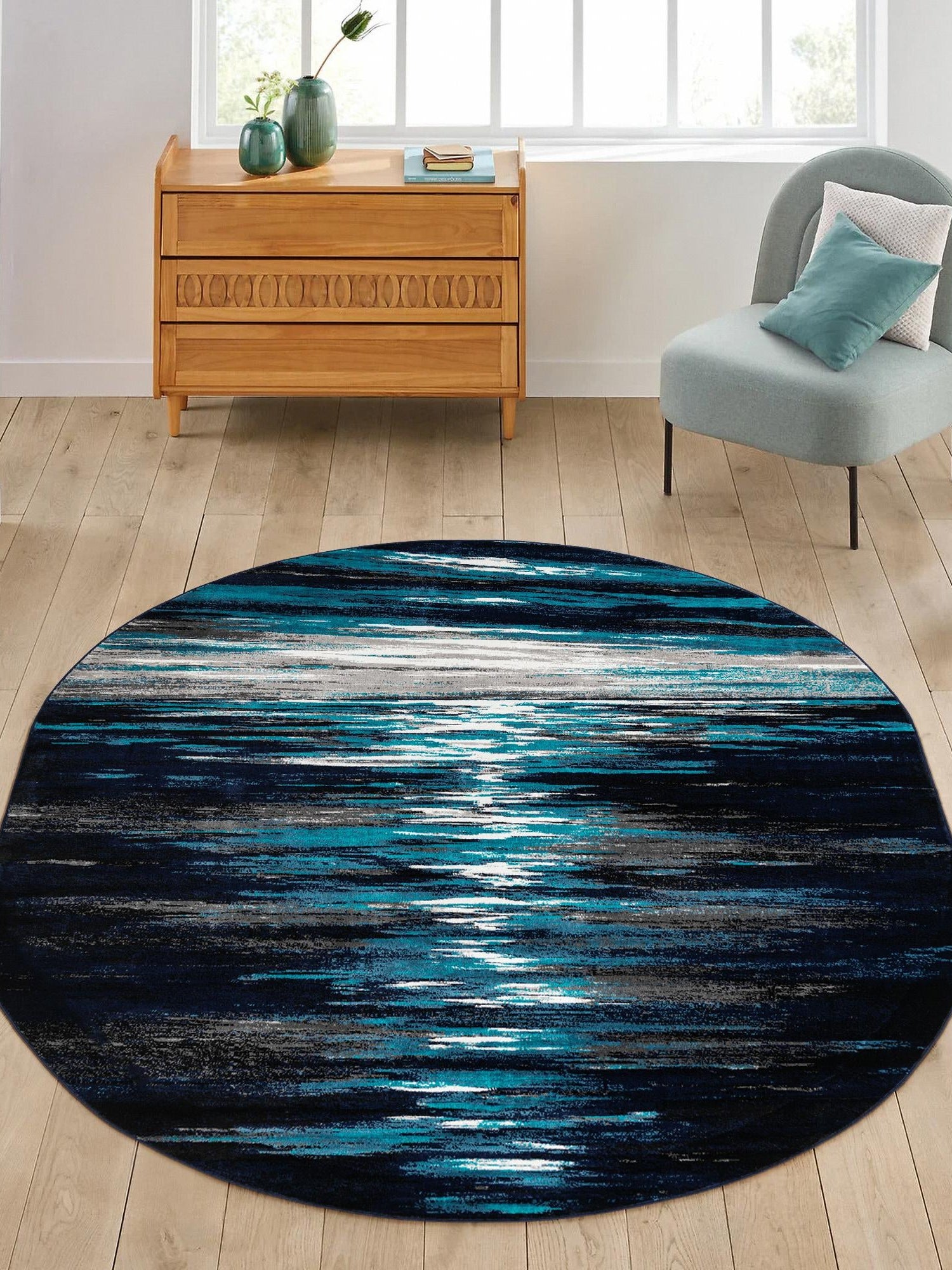 Navy Blue 5' x 8' Metro Oval Area Rug 100% Polypropylene Abstract Modern Easy Clean Carpet for Living Room, Dining, Bedrooms for Sale at Rug Engine