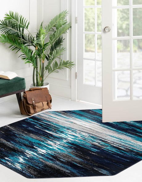 Navy Blue 7' 10 x 7' 10 Metro Octagon Area Rug 100% Polypropylene Abstract Modern Easy Clean Carpet for Living Room, Dining, Bedrooms for Sale at Rug Engine