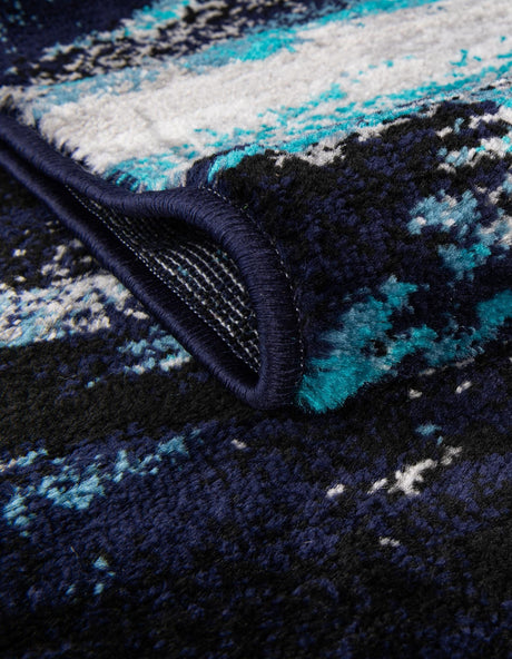 Navy Blue 7' 10 x 7' 10 Metro Octagon Area Rug 100% Polypropylene Abstract Modern Easy Clean Carpet for Living Room, Dining, Bedrooms for Sale at Rug Engine