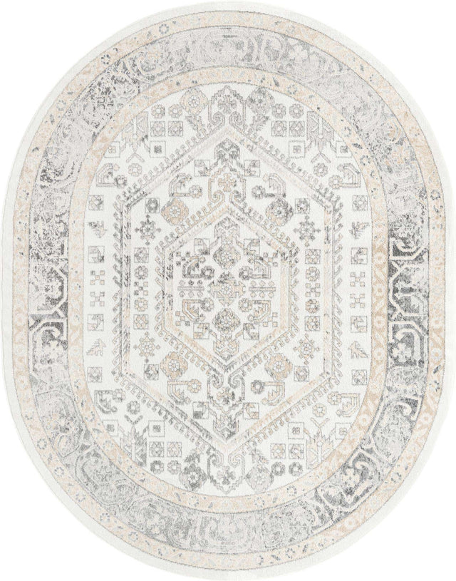 Ivory 7' 10 x 10' Aurelia Oval Area Rug 100% Polypropylene & Jute Backing Living Dining Room Bedroom Office Traditional Carpet for Sale at Rug Engine