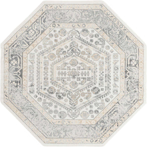 Ivory 7' x 7' Aurelia Octagon Area Rug 100% Polypropylene & Jute Backing Living Dining Room Bedroom Office Traditional Carpet for Sale at Rug Engine