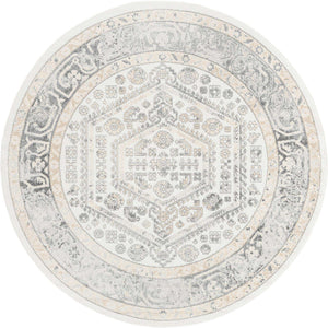 Ivory 7' x 7' Aurelia Round Area Rug 100% Polypropylene & Jute Backing Living Dining Room Bedroom Office Traditional Carpet for Sale at Rug Engine