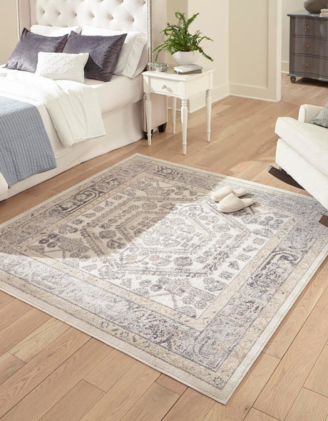 Ivory 6' x 6' Aurelia Square Area Rug 100% Polypropylene & Jute Backing Living Dining Room Bedroom Office Traditional Carpet for Sale at Rug Engine