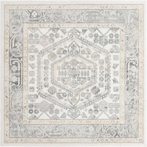 Ivory 6' x 6' Aurelia Square Area Rug 100% Polypropylene & Jute Backing Living Dining Room Bedroom Office Traditional Carpet for Sale at Rug Engine