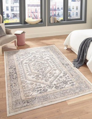 Ivory 6' x 9' Aurelia Rectangle Area Rug 100% Polypropylene & Jute Backing Living Dining Room Bedroom Office Traditional Carpet for Sale at Rug Engine