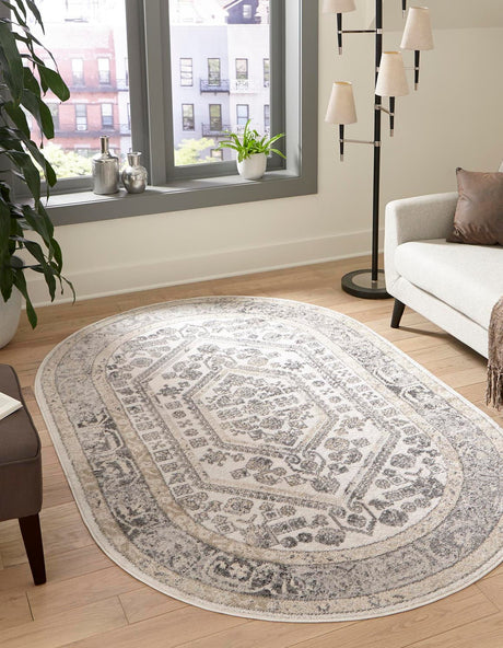 Ivory 4' x 6' Aurelia Oval Area Rug 100% Polypropylene & Jute Backing Living Dining Room Bedroom Office Traditional Carpet for Sale at Rug Engine