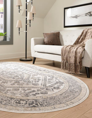Ivory 7' 10 x 10' Aurelia Oval Area Rug 100% Polypropylene & Jute Backing Living Dining Room Bedroom Office Traditional Carpet for Sale at Rug Engine