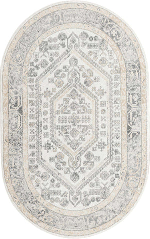 Ivory 5' x 8' Aurelia Oval Area Rug 100% Polypropylene & Jute Backing Living Dining Room Bedroom Office Traditional Carpet for Sale at Rug Engine