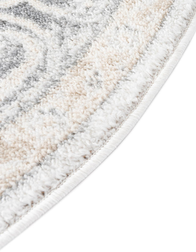Ivory 3' x 3' Aurelia Round Area Rug 100% Polypropylene & Jute Backing Living Dining Room Bedroom Office Traditional Carpet for Sale at Rug Engine